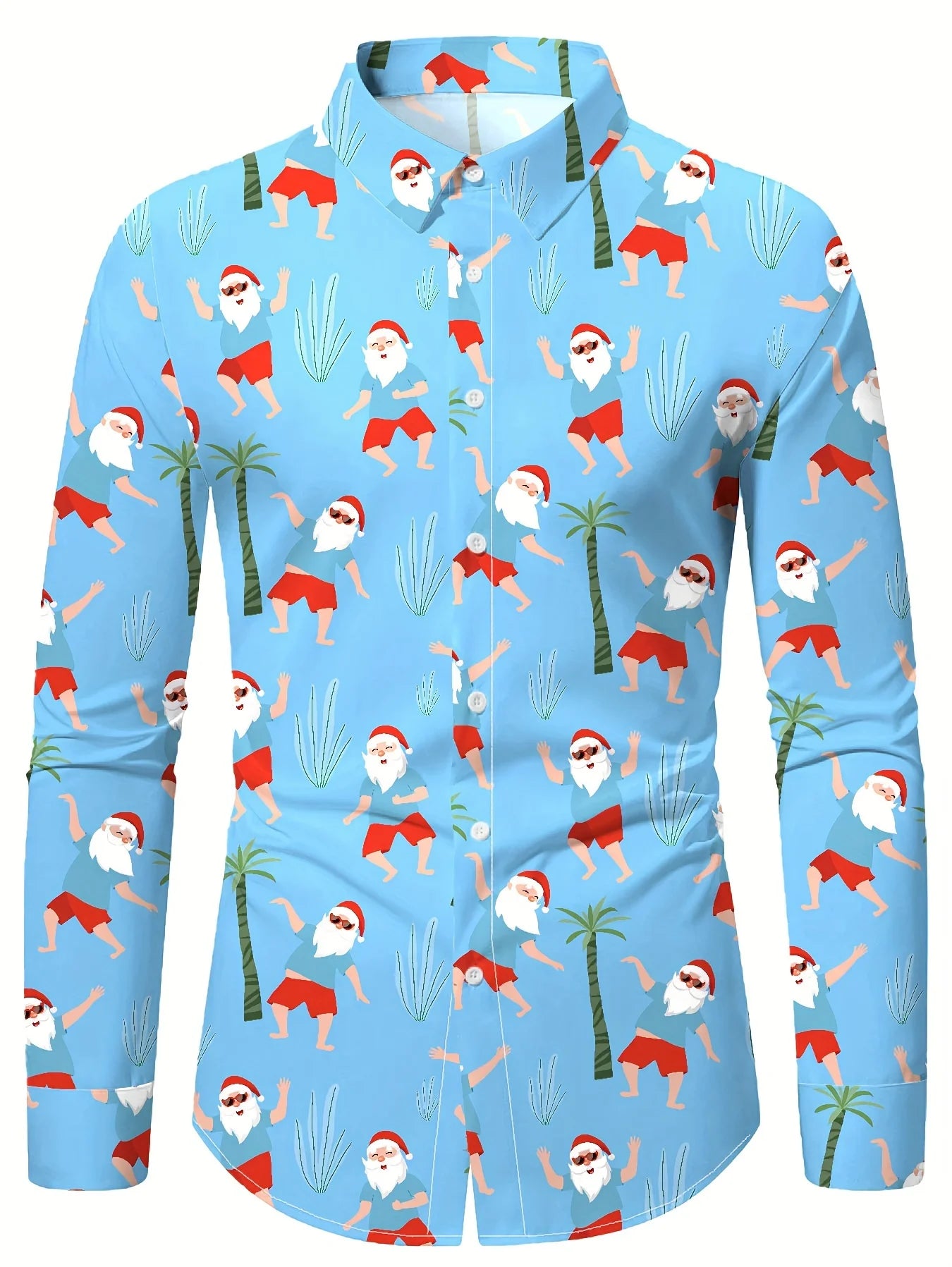 Christmas Festival Theme Men's 3D Printed Formal Shirts Christmas Tree Santa Claus Graphic Long Sleeve Shirt Fashion Men's Shirt