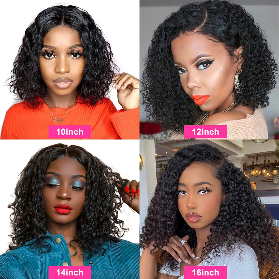 Brazilian Deep Wave Bob Wig 13x4 Lace Frontal Wig Human Hair Natural Hairline Remy Short Curly Closure Wig Preplucked Baby Hair