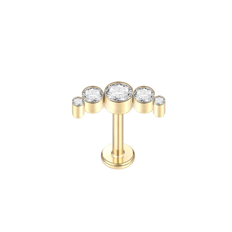 1pcs Titanium Piercing Cross Flower Stud Earring Internally Threaded Cubic Zircon Tragus Helix Piercing Body Jewelry