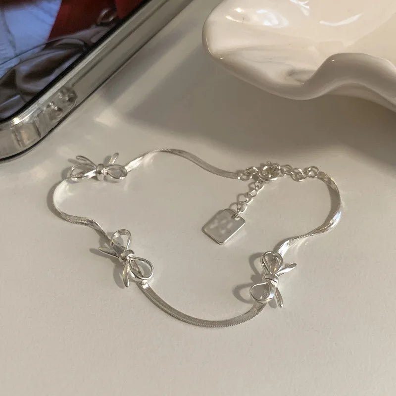VENTFILLE 925 Sterling Silver Diamond-Studded Butterfly Bracelet Women's Fashion Temperament Flower Adjustable Bracelet