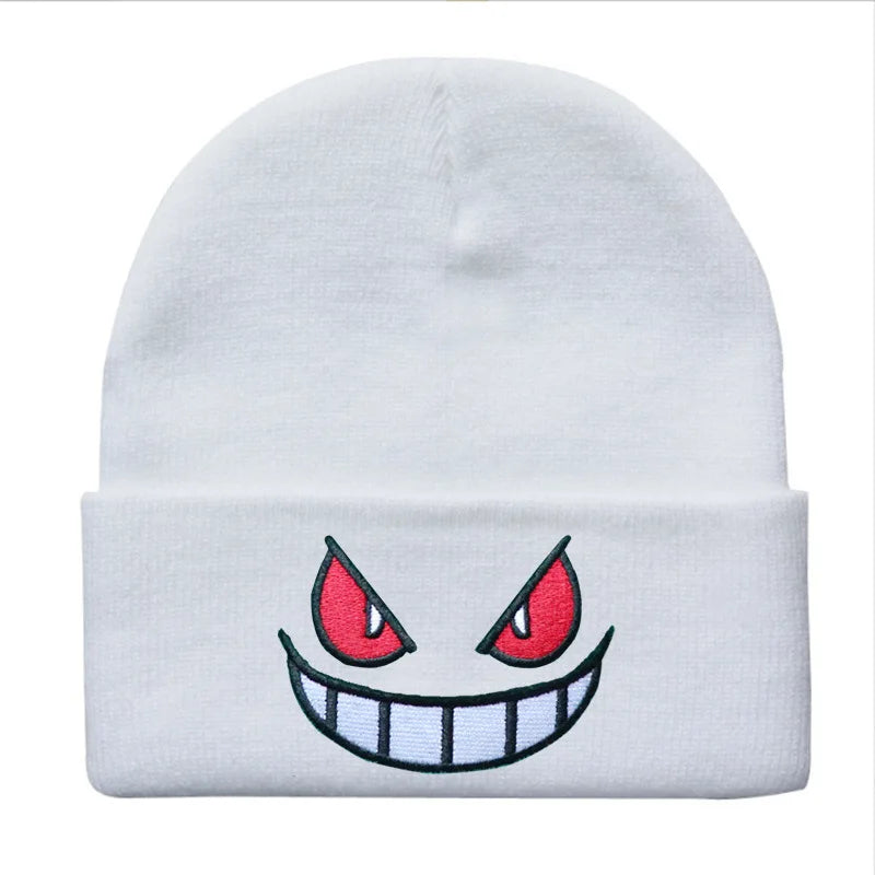 6Colors Pokemon Gengar Kawaii Cartoon Anime Cute Wool Embroidery Knitted Hat Warm Pullover Cap Gifts For Girls