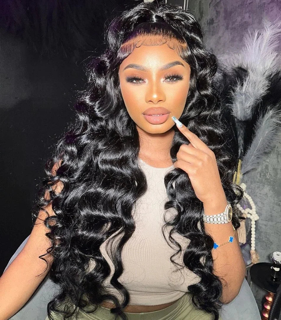 HD 13x6 Loose Nature Wave Lace Front Human Hair Wigs 250% Transparent 30 40 Inch 13x4 360 Full Deep Water Wave Lace Frontal Wig