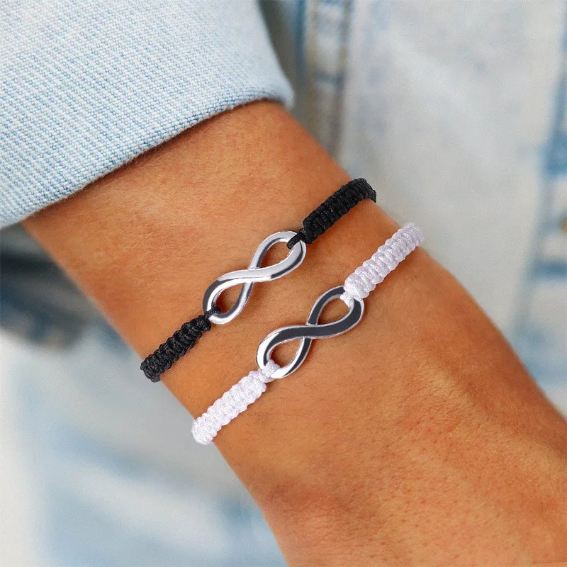 2pcs/pair Ying Yang Couple Bracelet Tai Chi Gossip Banish Matching Braslet Handmade Braided Braclet Adjustable BFF Brazalete