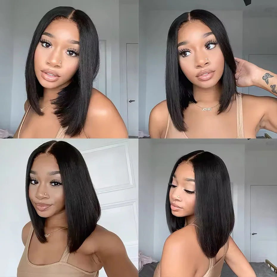 Raw Hair Vietnamese 250 Density 100 Human Hair Lace Frontal Wigs Straight Natural Black 13x6 Bob Wig Lace Front Human Hair Wigs