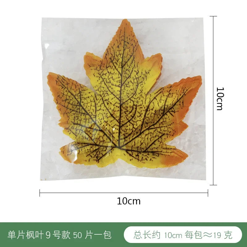 50pcs Artificial Maple Leaf Halloween Harvest Festival Home Decoration Boneless Feel Red Single Piece Artificial Maple Leaf