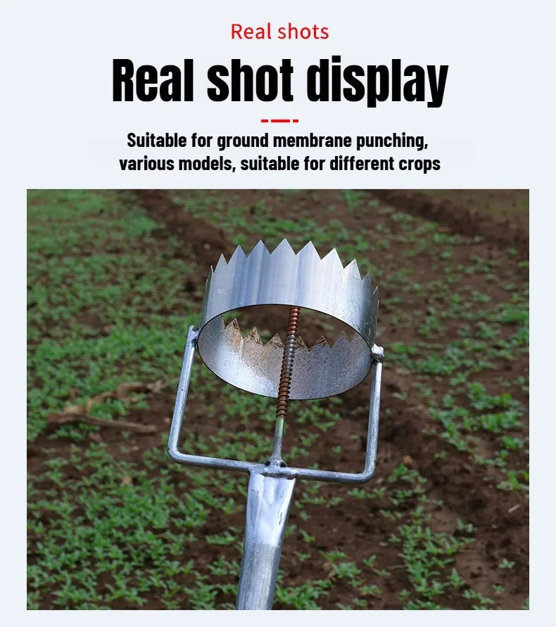 Durable Metal Film Puncher Vegetable Planting and Transplanting Agricultural Film Breaker Plastic Films Puncture Gardening Tool
