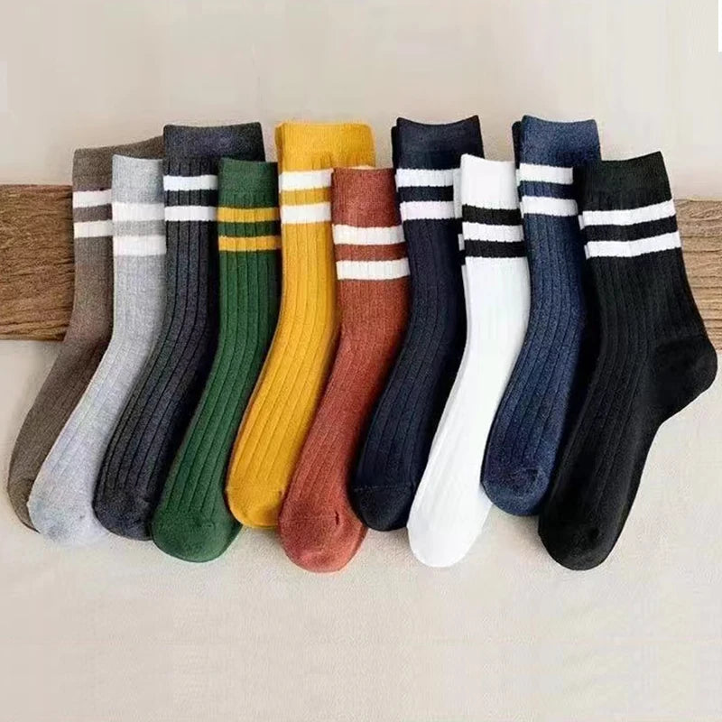 5/10 Pair New Striped Casual Breathable Socks High Quality Harajuku Retro Socks Men/Women Cotton Socks
