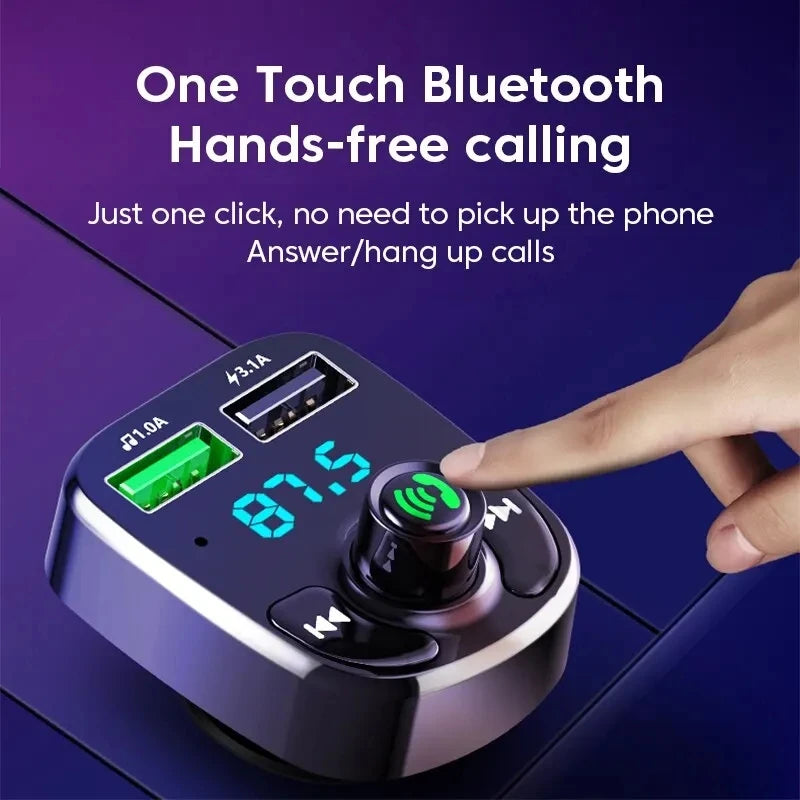 LED MP3 Car Bluetooth FM Audio Receiver Hands-Free Bluetooth 5.0 Transmitter 2.1A 3.1A QC3.0 PD Type C Dual USB Car kit Charger
