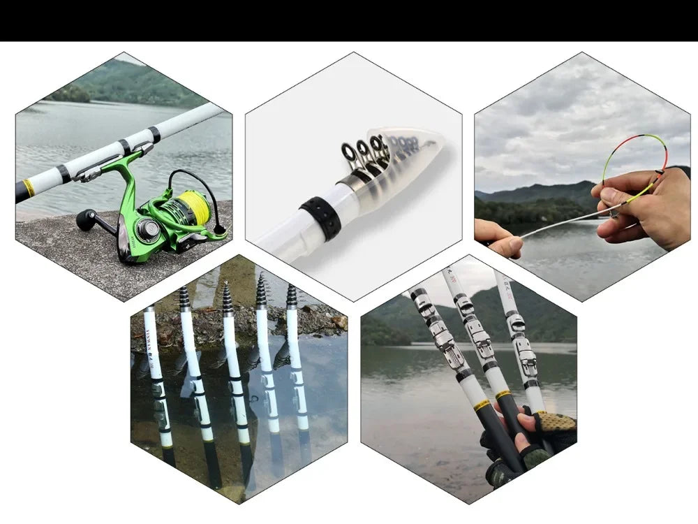 JOSBY Carbon Fiber Spinning Fishing Rod Telescopic Mini Pole 3M 2.7M 2.4M 2.1M 1.8M 1.5M Fish Gear Tackle High Quality