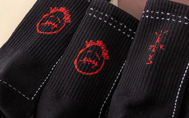 Mid Tube Cotton Socks for Sports Skateboarding with Unique Ghost Face Role-playing Design colour socks