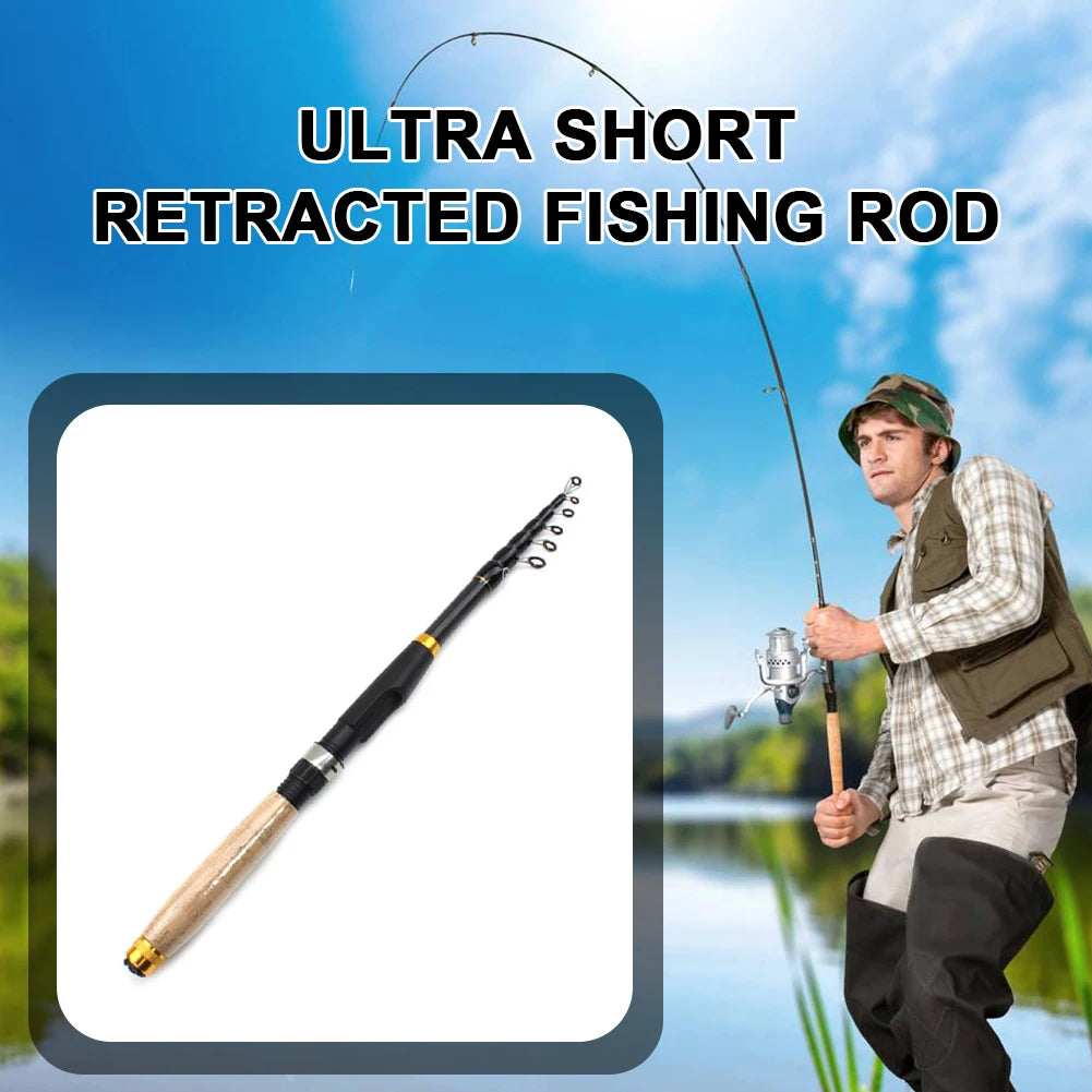Ultrashort Telescopic Fishing Rod Multifunction Spinning Rod Carbon Fishing Fish Pole Durable Anti Slip Fishing Rod Fishing Tool