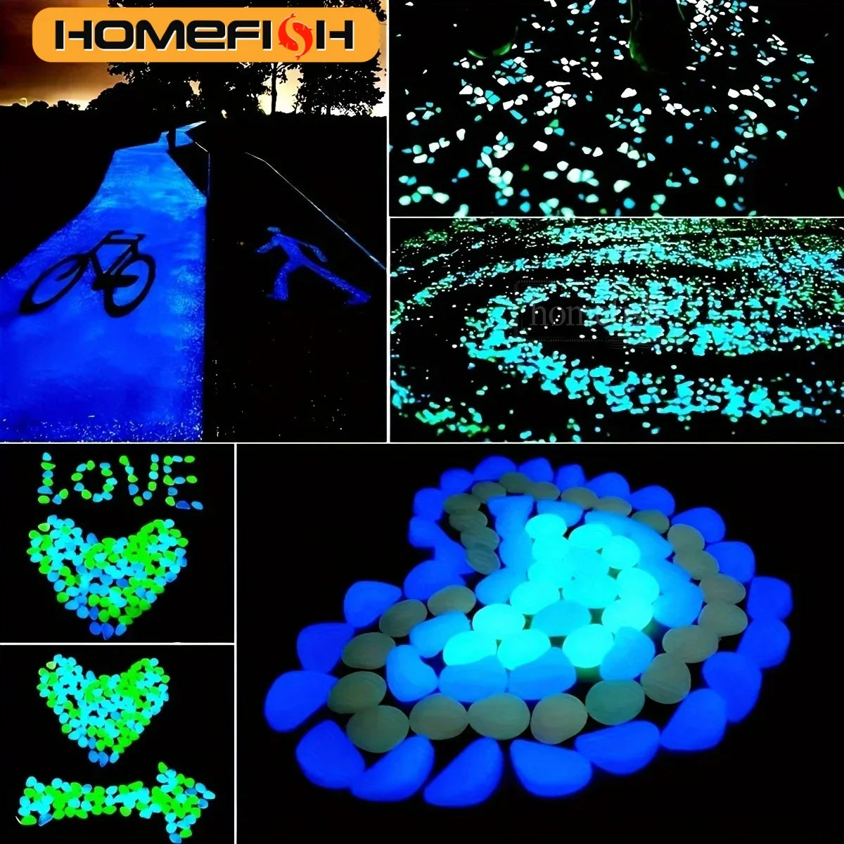 100pcs Glow In The Dark Pebbles Resin Luminous Stones For Landscape Garden Paths Potted Plants Parks Aquarium Decor