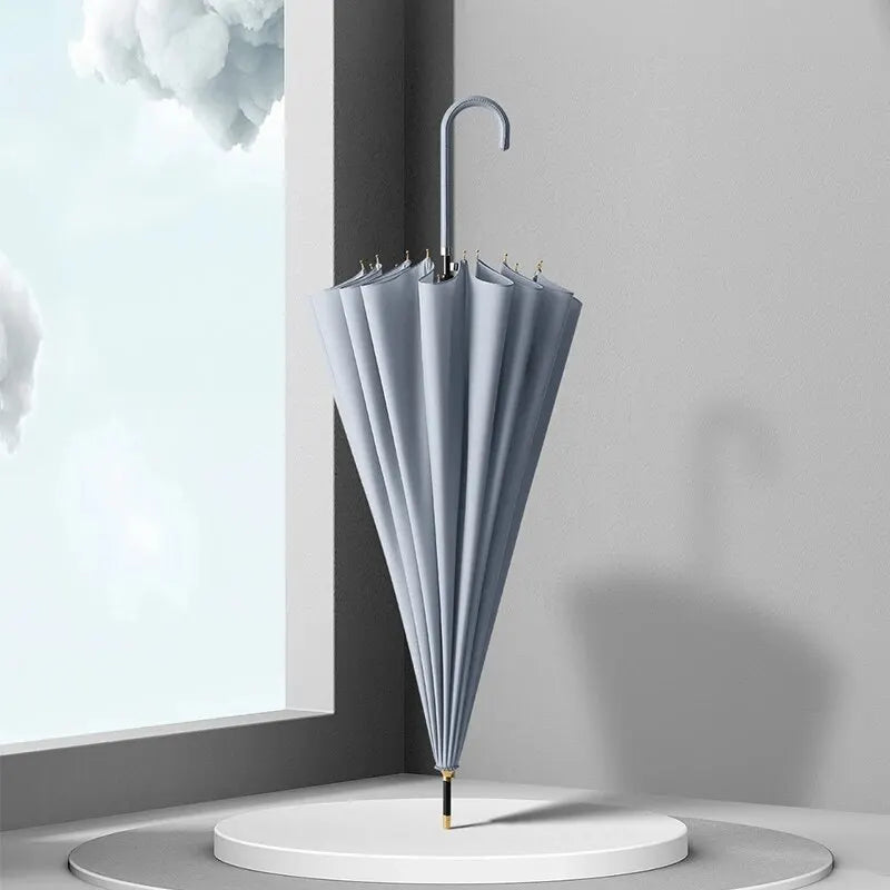 Japanese Long Handled Umbrella Ins for Both Sunny and Rainy Use, Black Glue Large Size Storm Resistant 16 Bone Automatic Waterpr