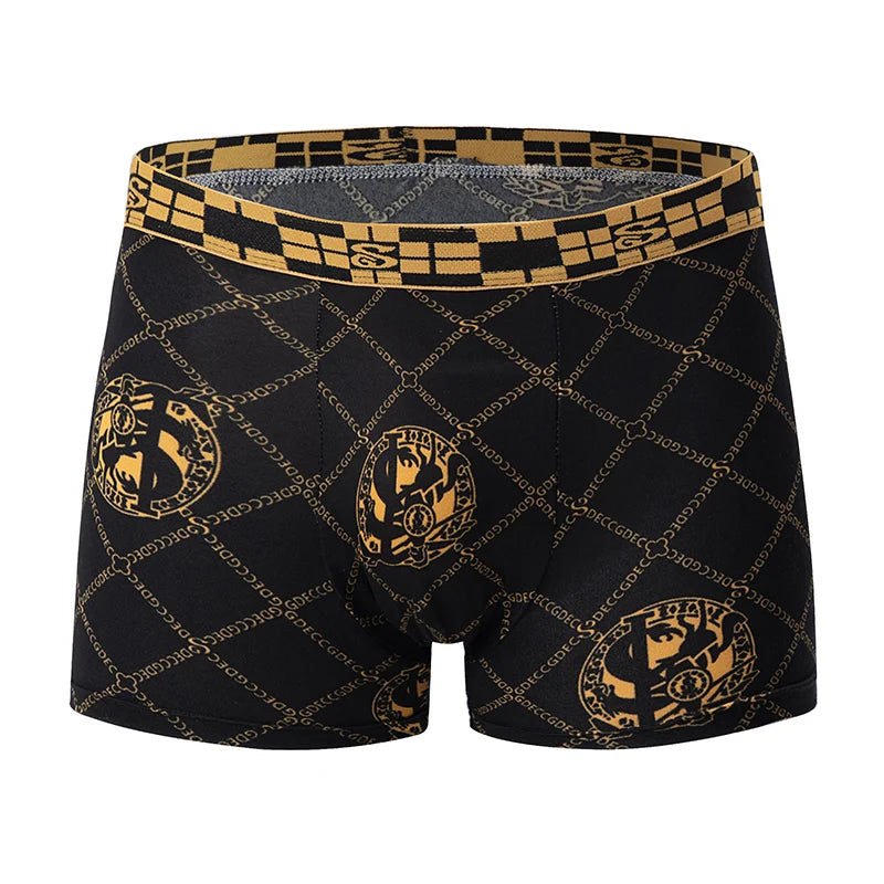 10 Men's Boxer Underwear Black Gold Random Soft And Comfortable Skin-friendly Joker Four Seasons Selling Adolescent Shorts