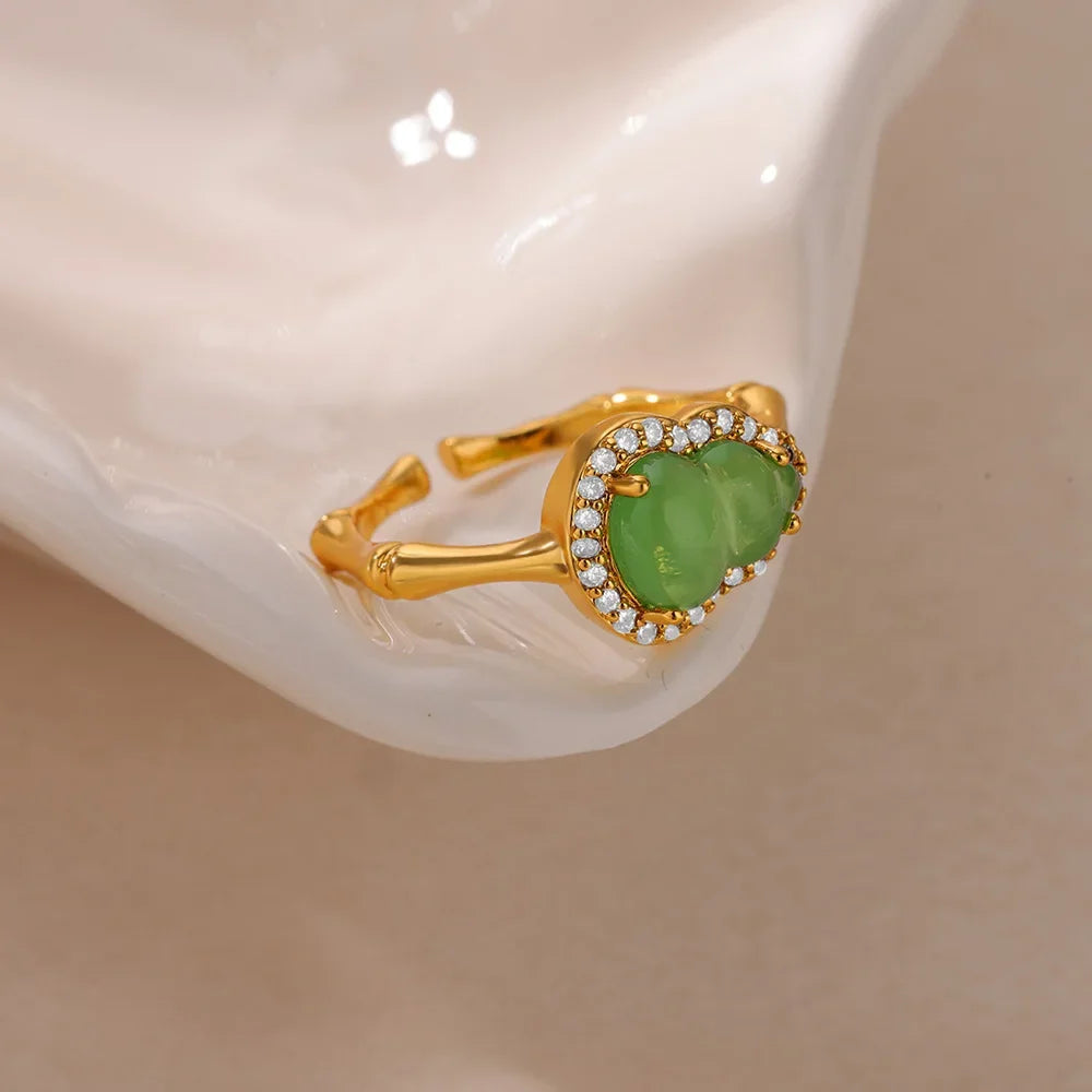 Dainty Zircon Shell Starfish Turtle Evil Eye Rings Stainless Steel Ring Women Anti Fading Golden Charm Jewelry Accessories Gifts