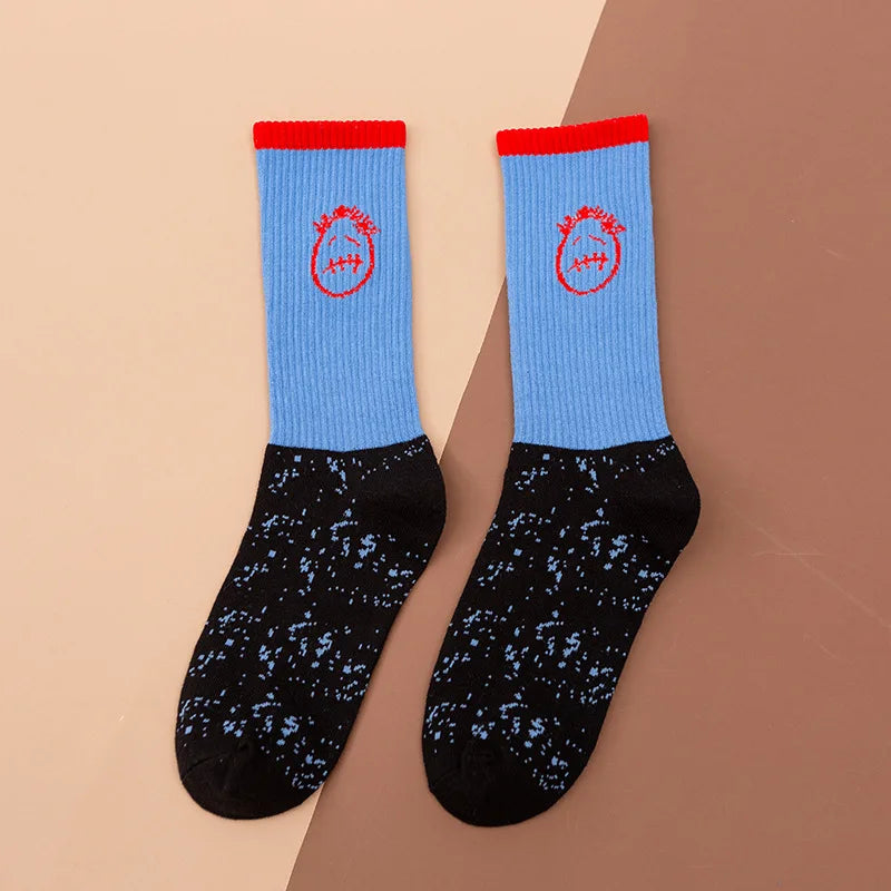 Mid Tube Cotton Socks for Sports Skateboarding with Unique Ghost Face Role-playing Design colour socks