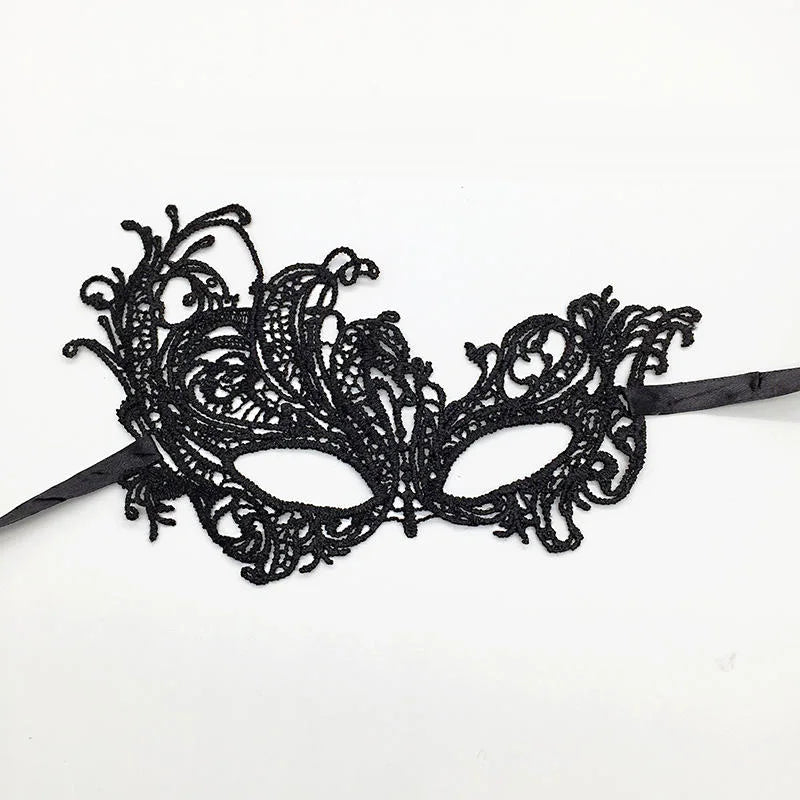 Black Color Sexy Women Lace Masquerade Mask for Carnival Halloween Half Face Cosplay Masks Festive Animal Party Supplies