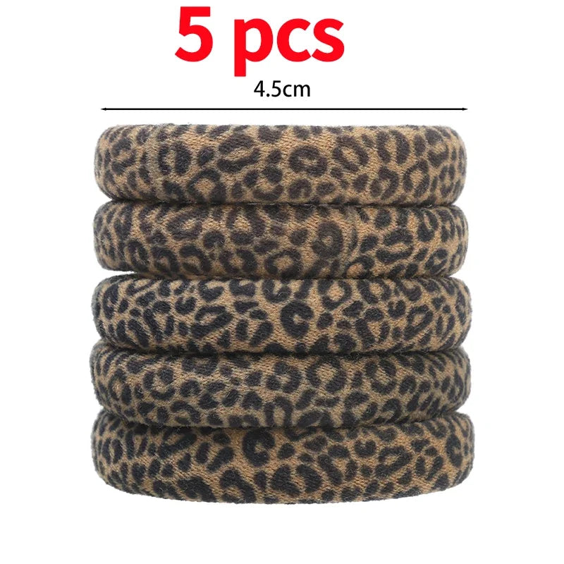 5-100Pcs High Elastic Leopard Print Hair Rope Women Fashion Pony Tails Holders Girls Towel Hair Ties Hairs Accessories Headwear