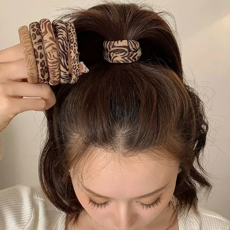 5-100Pcs High Elastic Leopard Print Hair Rope Women Fashion Pony Tails Holders Girls Towel Hair Ties Hairs Accessories Headwear