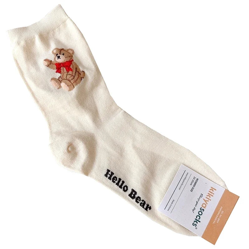 Good Quality Cartoon Elegant Lady Bear Women's Cute Socks Cotton Harajuku Style Woman Novelty Breathable Sox Christmas Gifts