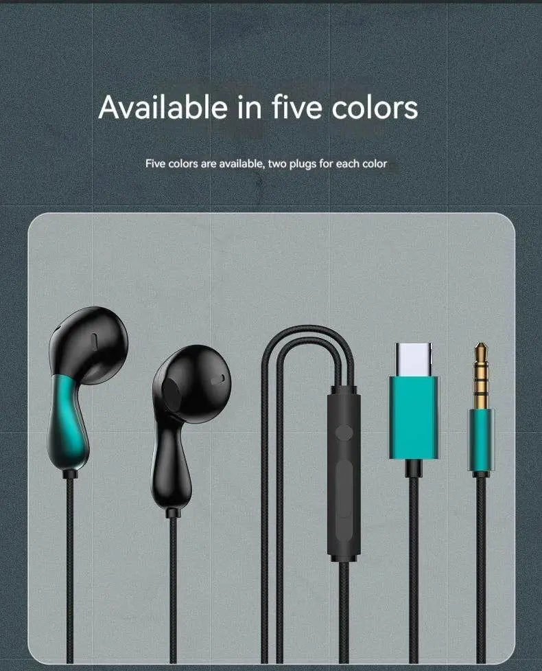 9D HIFI Heavy Bass Waterdrop Style Wired Earphones 3.5MM AUX/Type-C Digital Chip Headsets For Samsung Xiaomi Android Tablet PC