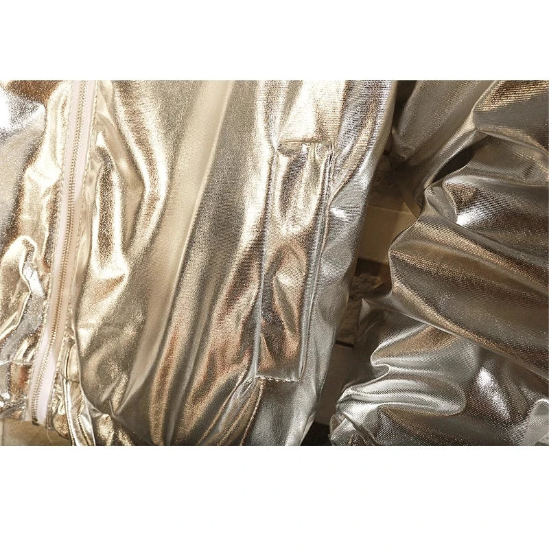 Mens Windbreaker Jackets Nightclub Stage Party Jackets Costume Streetwear Harajuku Hip Hop Reflective Jacket Gold Fashion Coats