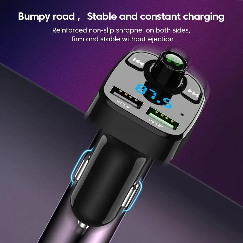 LED MP3 Car Bluetooth FM Audio Receiver Hands-Free Bluetooth 5.0 Transmitter 2.1A 3.1A QC3.0 PD Type C Dual USB Car kit Charger