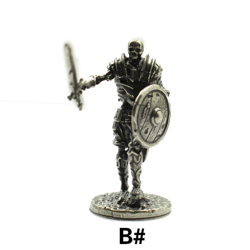 Copper Skeleton Legion Figurines Miniature Decoration Retro Metal Skull Soldier Army Model Statue Desk Ornament
