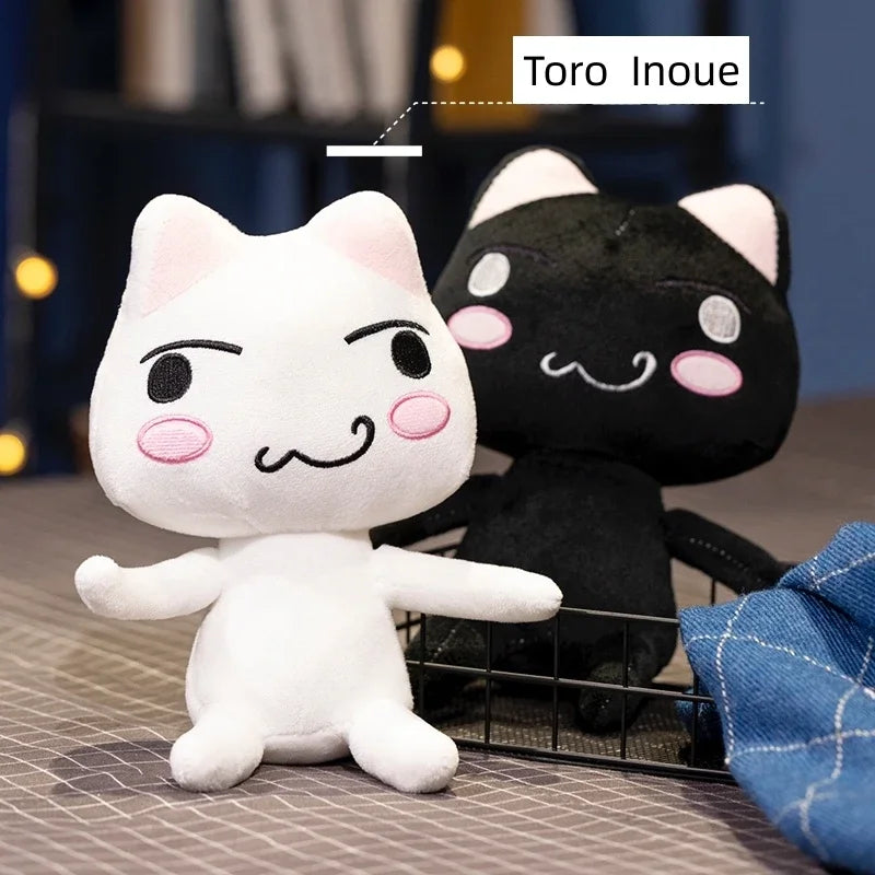New Toro Inoue Cat Plush Anime Game Doll Stuffed Kittens Plushie Cartoon Couple Black and White Cats Decor Gift Toys for Kids
