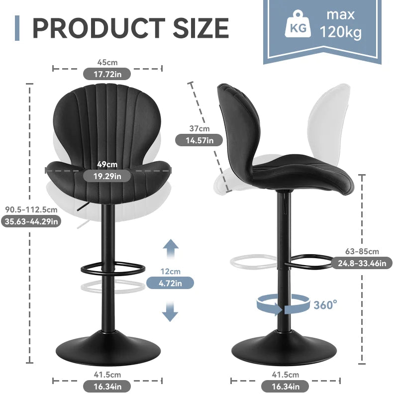 Living Room Chairs 2 Pcs Set Dining Chair Backrest Bar Stools Luxury Modern Soft Bag Stool Adjustable Height Rotating Kitchen Home Furniture