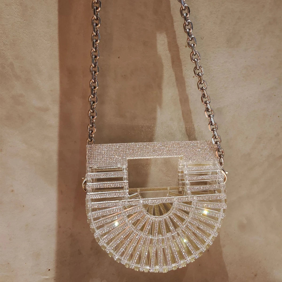 JIOMAY Half Moon Bag Rhinestone Purse Luxury Designer Handbags Clutch Evening Mini Basket Bling Tote Bag Crystal Wedding Bags