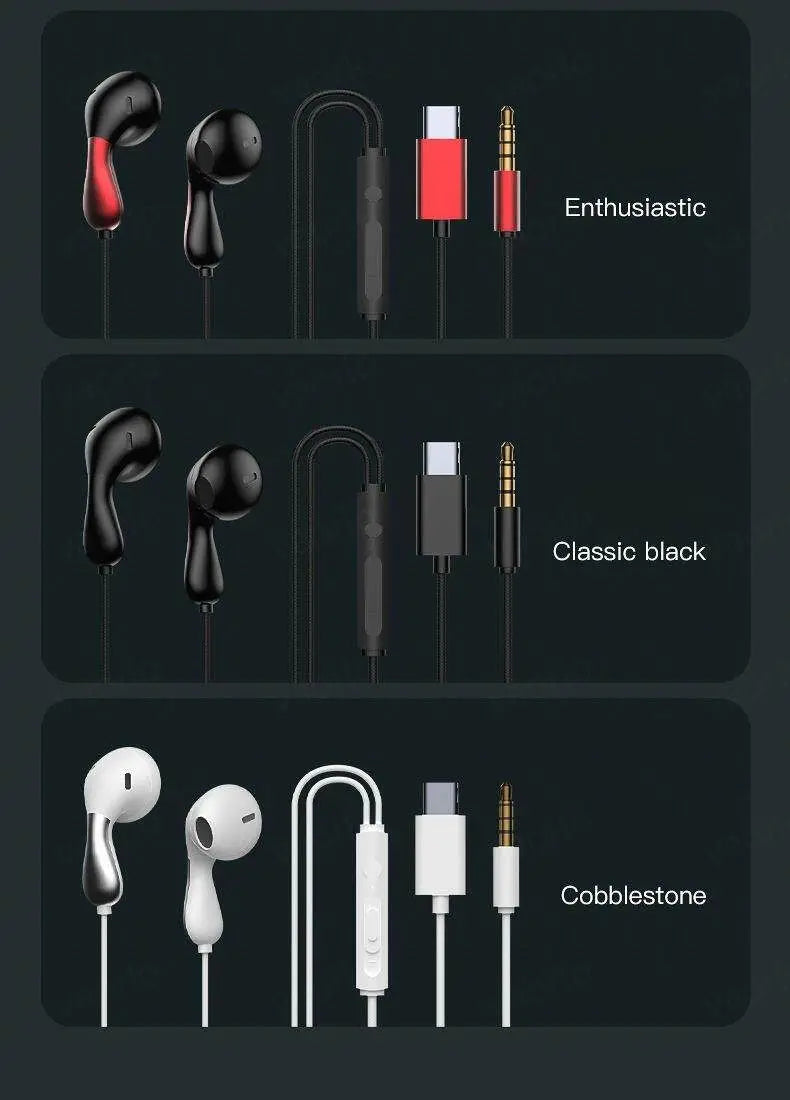 9D HIFI Heavy Bass Waterdrop Style Wired Earphones 3.5MM AUX/Type-C Digital Chip Headsets For Samsung Xiaomi Android Tablet PC