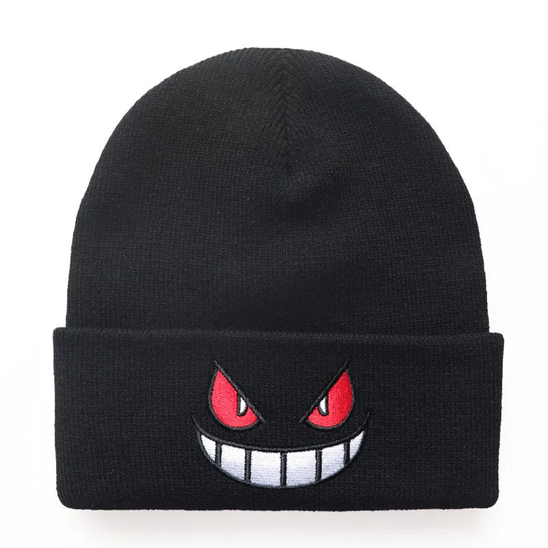 6Colors Pokemon Gengar Kawaii Cartoon Anime Cute Wool Embroidery Knitted Hat Warm Pullover Cap Gifts For Girls