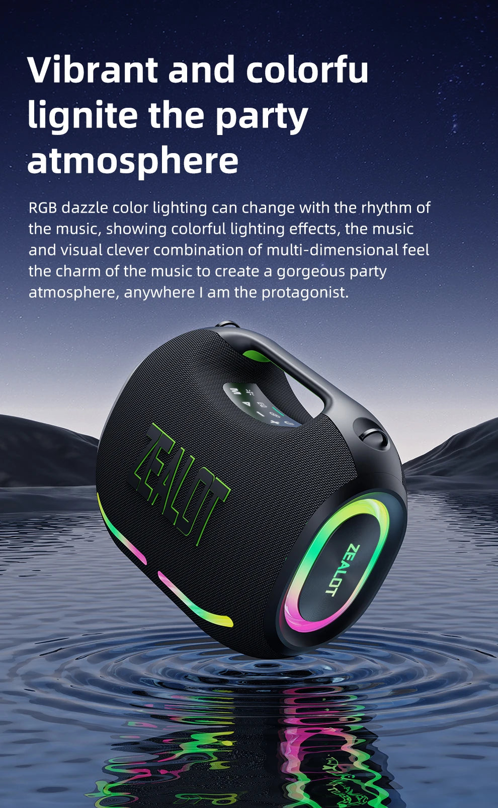 ZEALOT-ZE01 120W Big Power Wireless TWS Subwoofer Bluetooth Speaker High Volume Waterproof Portable Mobile Power HIFI Sound Qual