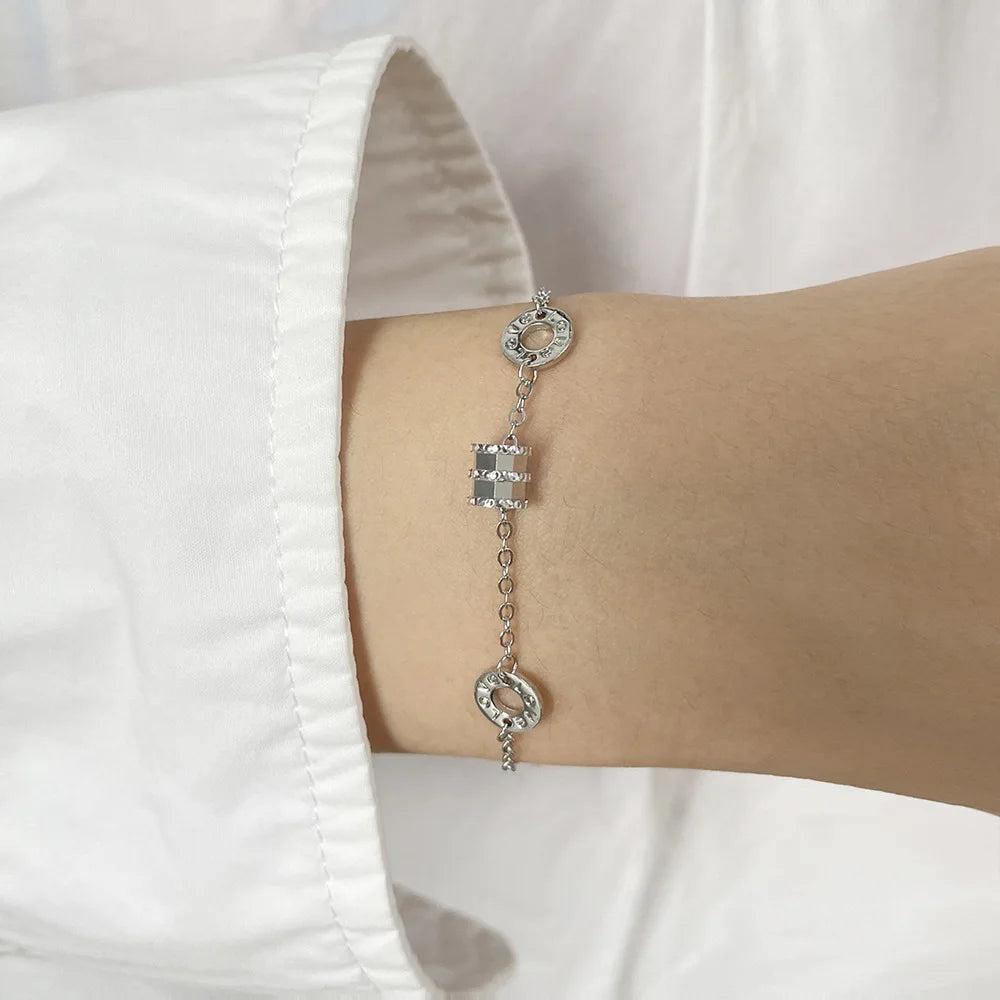 VENTFILLE 925 Sterling Silver Diamond-Studded Butterfly Bracelet Women's Fashion Temperament Flower Adjustable Bracelet