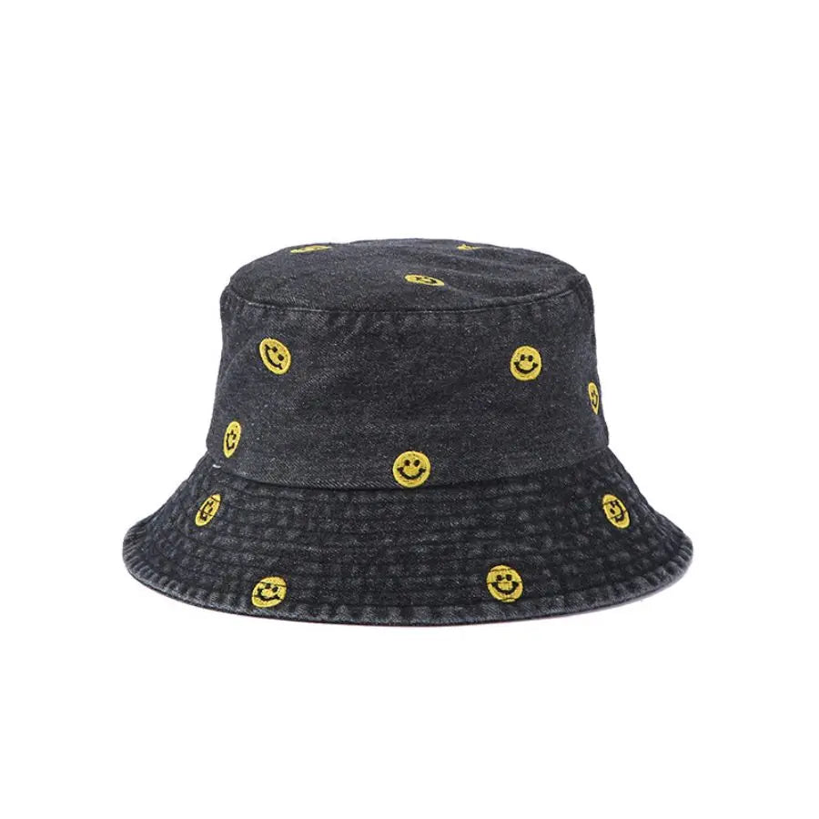 Spring Summer Strawberry Embroidery Denim Jeans Bucket Hat Legent Fisherman Hats for Women Foldable Sport Sun Beach Panama Caps