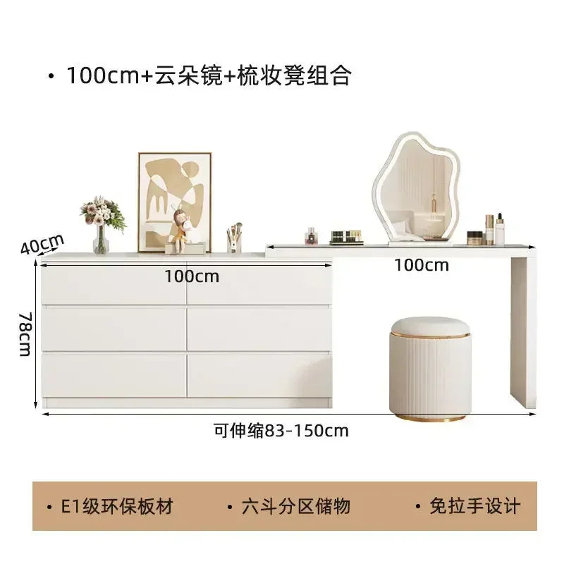Luxury Dressing Table Drawer White Makeup Mirror Corner Desk Dresser Table Cabinet Organizers Storage Penteadeira Home Furniture