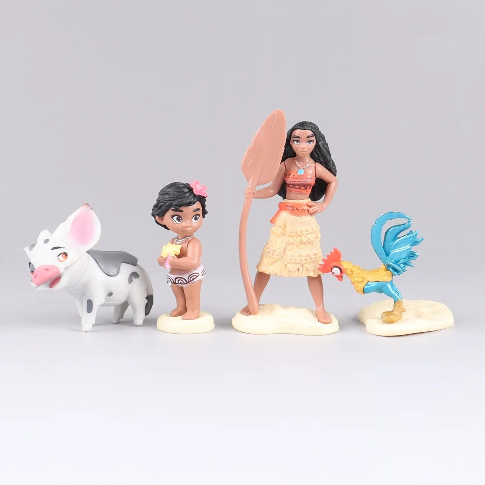 6/10Pcs Set Disney Movie Moana Figure Dolls Set Demigod Maui Moana Waialiki Heihei Action Figure Model Kids birthday Gift