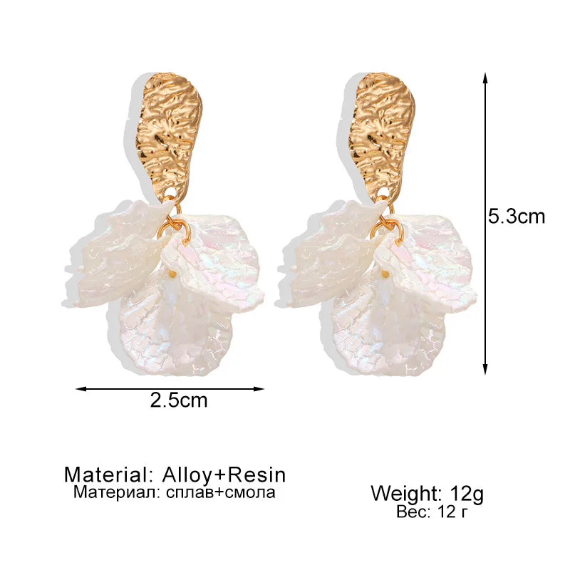 ZAKOL Korean Fashion Imitation Shell Dangle Earrings White Crystal Zirconia Flower Bridal Earring Party Accessories for Women