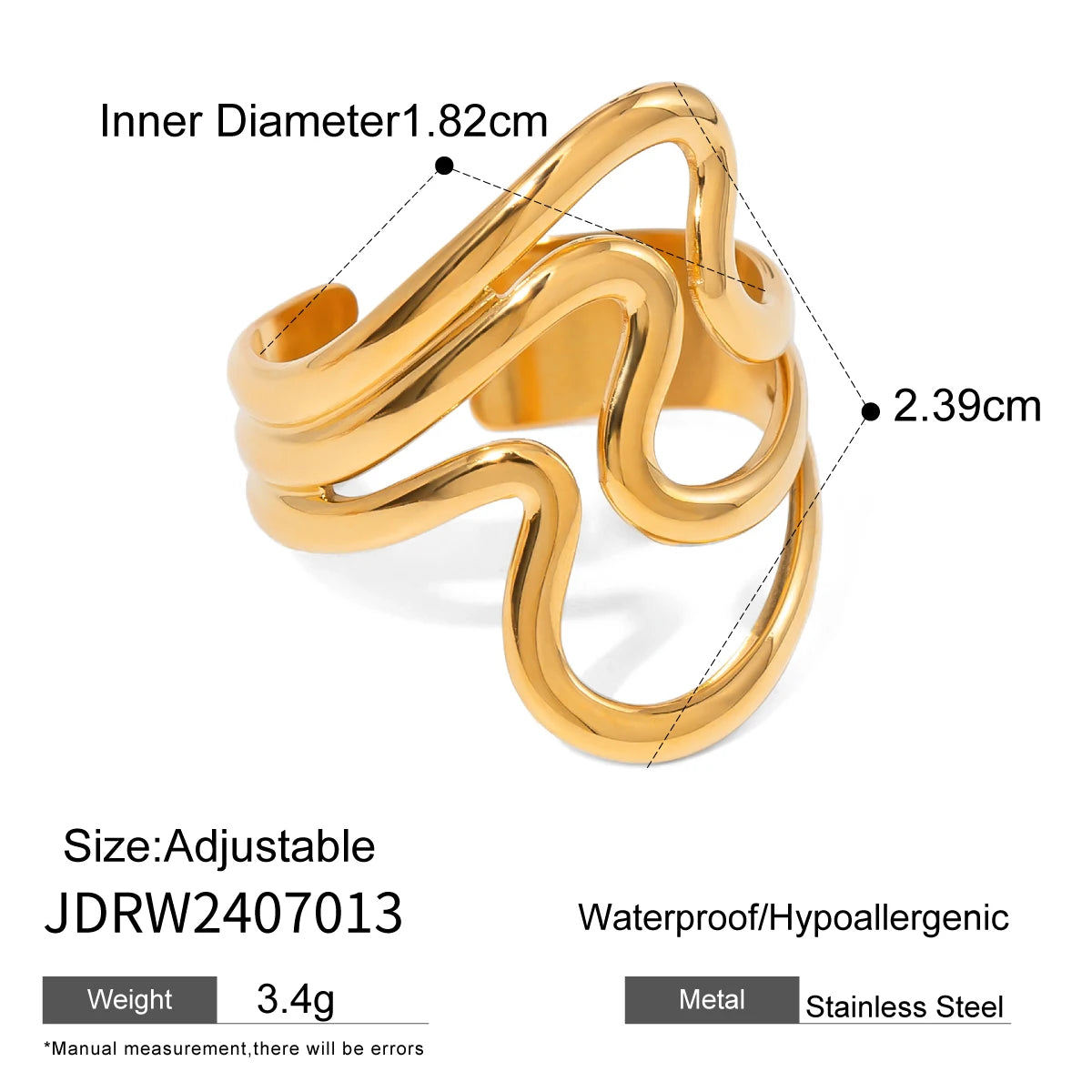 Uworld Fashion Geometric Open Ring Stacked Irregular Ring Women's Accessories Party Festival Accessories