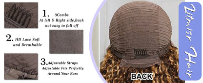 HD 13x6 Highlight Wig Human Hair Honey Blonde Brown Lace Front Wigs Deep Curly Human Hair Wig Water Wave 13x4 Lace Frontal Wig