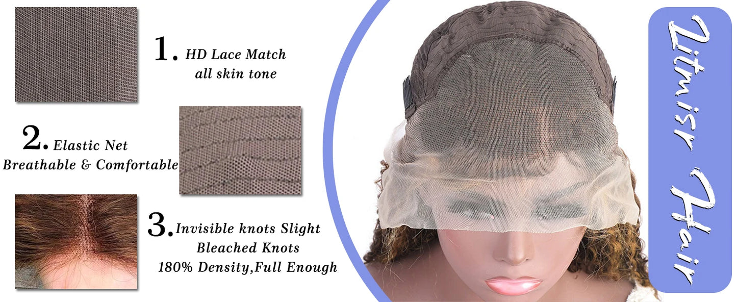 HD 13x6 Highlight Wig Human Hair Honey Blonde Brown Lace Front Wigs Deep Curly Human Hair Wig Water Wave 13x4 Lace Frontal Wig