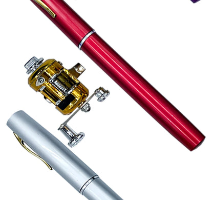Fishing Rod Reel Combo Set Mini Telescopic Pocket Pen Fishing Rod Pole + Reel