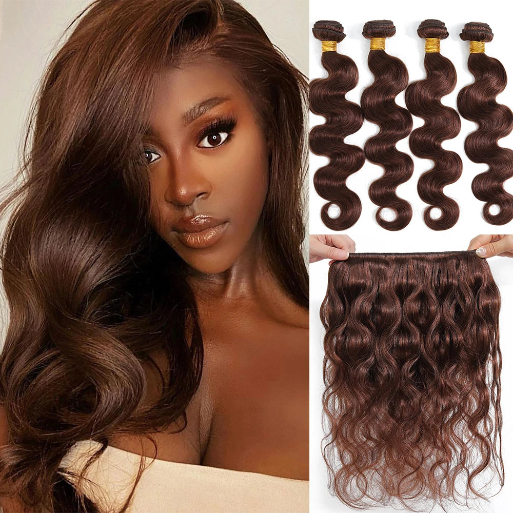 Hot Sale #4 Brown Body Wave Bundles 1/3/4 Brazilian Human Hair Weave Bundles Hair Extension Tissage Human Hair Bundles Remy Hair