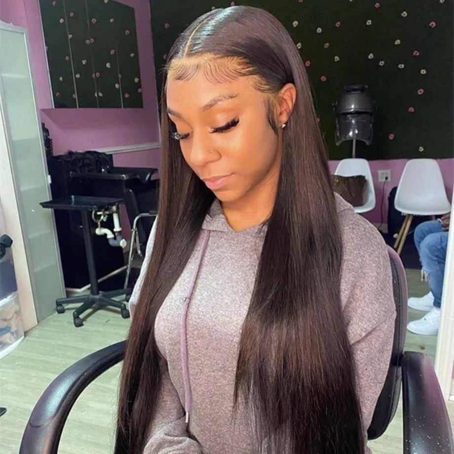30 40 Inch Straight HD Lace Front Wig Brazilian Cheap Frontal pre plucked Straight Wigs For Women Choice Human Hair 250 Density