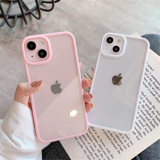 Candy Shockproof Silicone Bumper Phone Case For iPhone 11 12 Pro Max XS XR 8 7Plus Transparent Protection Back Cover