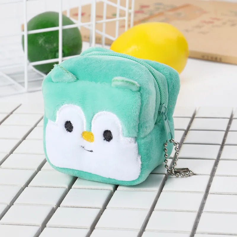 1PC Cute Chicken Plush Coin Purse Zipper Change Purse with Keychain Small Headphone Lipstick Bag Mini Wallet Money Bag Kids Gift