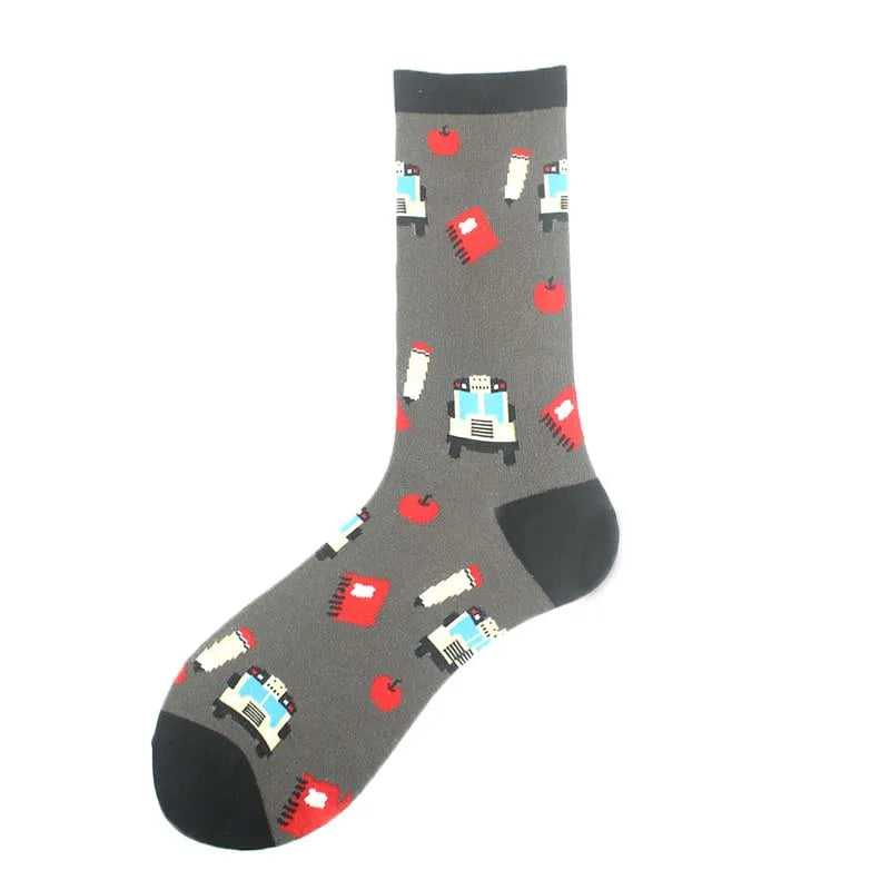 Happy Design Funny Socks Men Unisex Sheep Beer Dinosaur Pattern Sokken  Divertidos Jacquard Calcetines Unisex Hip Hop Skateboard