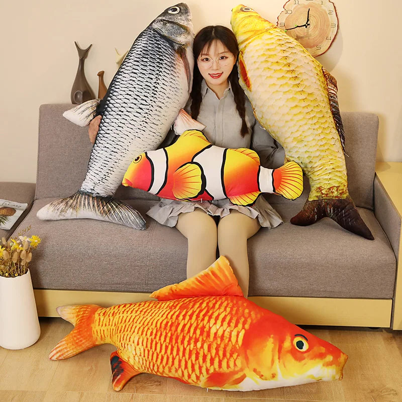 30-80cm 3D Simulation Gold Fish Plush Toys Stuffed Soft Animal Carp Plush Pillow Creative Sofa Pillow Cushion Gift