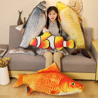 30-80cm 3D Simulation Gold Fish Plush Toys Stuffed Soft Animal Carp Plush Pillow Creative Sofa Pillow Cushion Gift